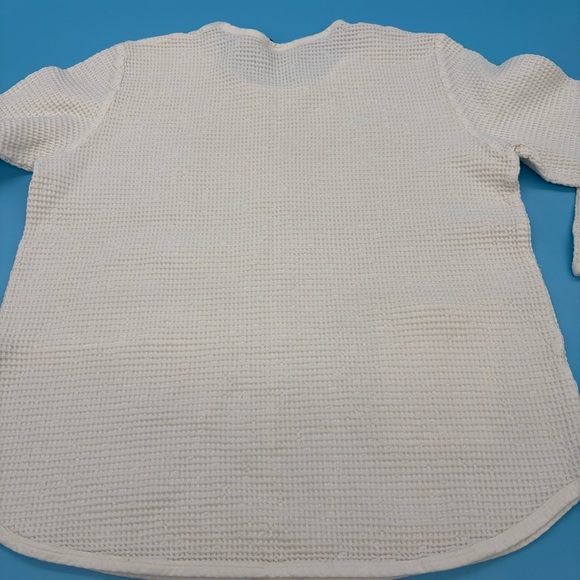 Waffle Knit Honeycomb Oversized White Women’s Long Sleeve Top Size L - Picture 6 of 10